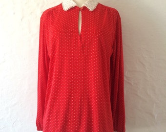 Red polka dot shirt | Etsy