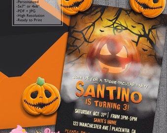 Halloween Birthday Party invitations DIY pumpkin Party printable invite halloween Party invitations