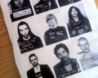 The Original Rockstar Mugshot T-Shirt - Axl Rose / Jimi Hendrix / Johnny Cash / Marilyn Manson / Kurt Cobain / Jim Morrison / Johnny Cash
