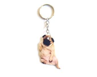 Fat & Tired Pug Keychain