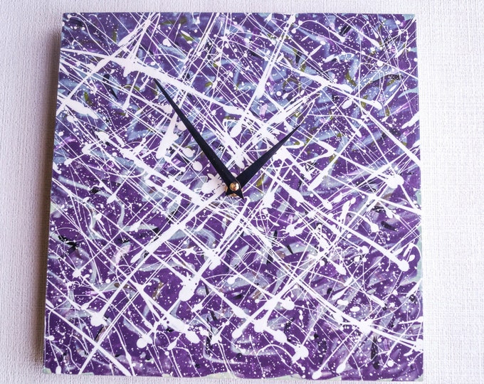 Wall Clock Purple , Trending, Minimalist Wall Clock, Unique Wall Clock, abstract acrylics