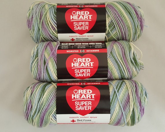 Red Heart Super Saver Yarn WATER COLOR Lot of 3 Skeins 5 oz