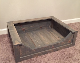 Wooden Dog Bed Rustic Stain- Small