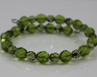 Olivine Fire-Polished Czech Glass Beads Bracelet