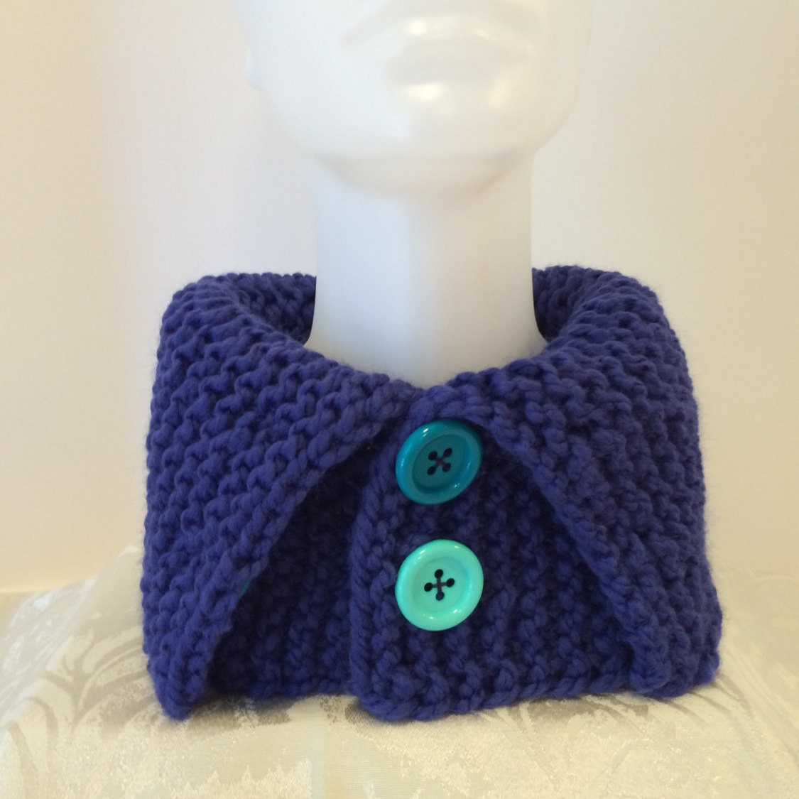 Knit collar Button collar Women's Collar Blue by CarolMKnits