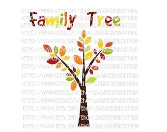 Fall SVG, Autumn Svg, Family Tree Cutting File, Family Tree SVg, dxf, Font Svg, Svg Designs, Tree Svg, Tree Clipart, Family Svg