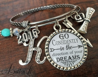 GRADUATION gift, Graduate bracelet, college graduation gift, Class of 2017, INSPIRATIONAL jewelry, Inspirational gifts, bangle bracelet
