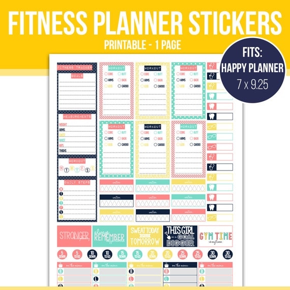 Exercise Stickers Printable Planner Stickers by FitLifeCreative