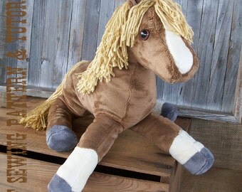 Plush Horse Softie Sewing Pattern and Tutorial Rustic Horseshoe's Floppy Filly Horse Doll Instructions and Templates