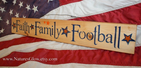 Faith Family Football Football Sign Family Sign Wood Plank