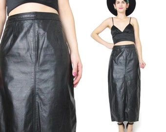 Leather maxi skirt | Etsy