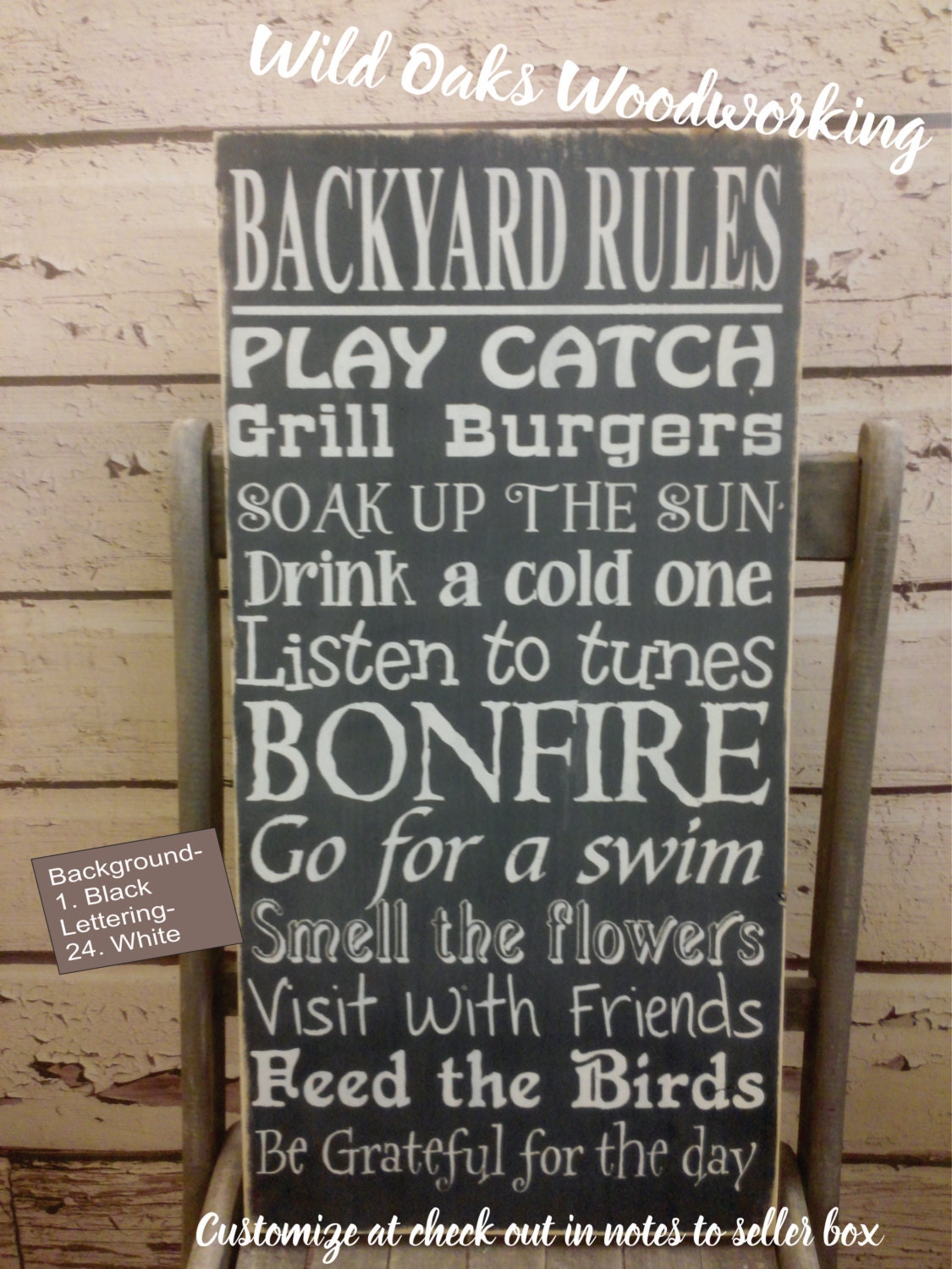Backyard Rules Sign BBQ Rules Sign primitive Typography Word