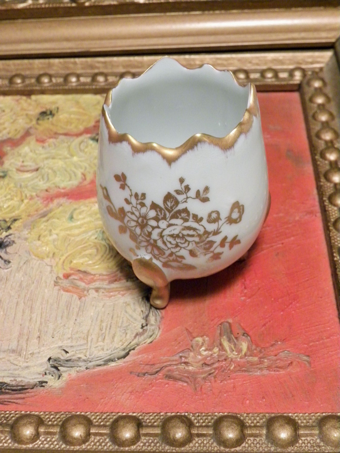 Royal France Limoges Egg Holder Porcelain / Limoge Footed Egg