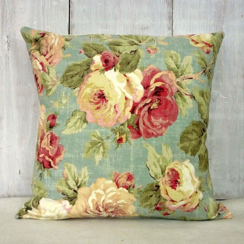 Shabby Cottage Chic Pillow Cover Pink Roses Pillow