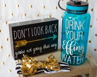 Drink your EFFING water - TEAL water bottle with water tracker - motivational time tracker - 34 oz water bottle - BPA Free