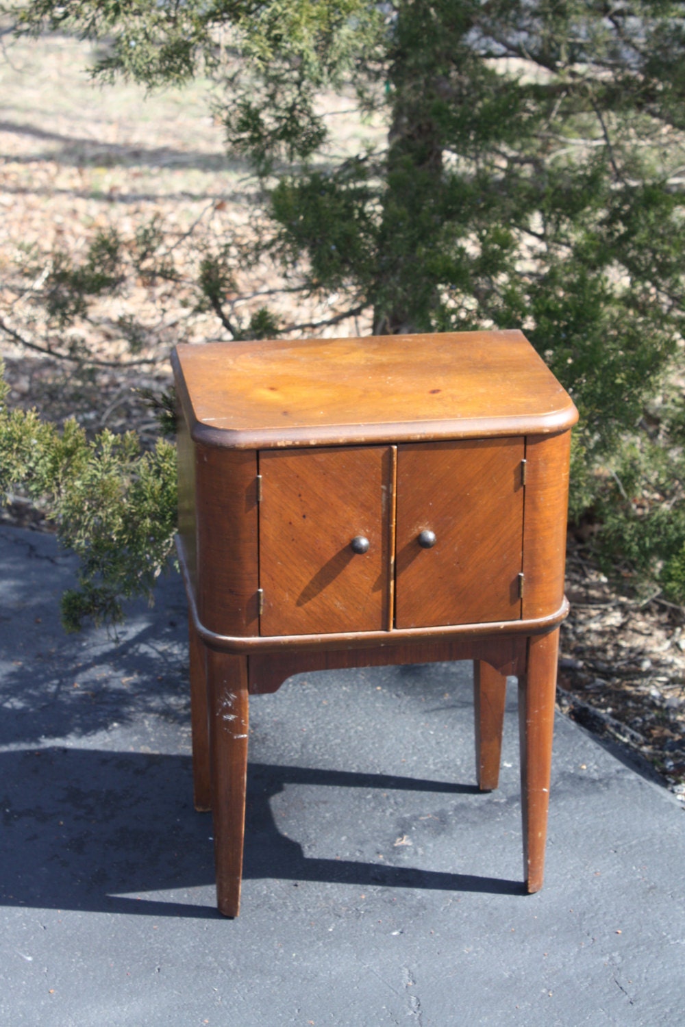 Vintage Wood Wooden Copper Lined Smoking Table Smoking Stand