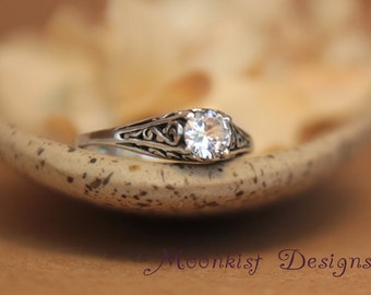 Silver engagement rings etsy