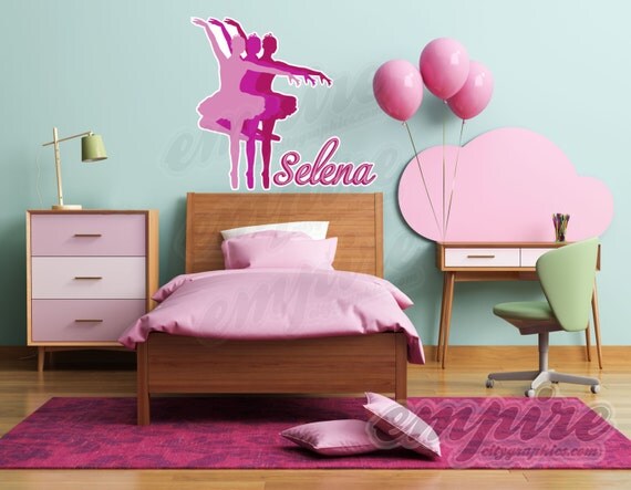 Dancers and Ballerina Decal, Girls Name Decal, Ballerina, Printed Decals, Girls Nursery Wall Decal, Ballet Decals