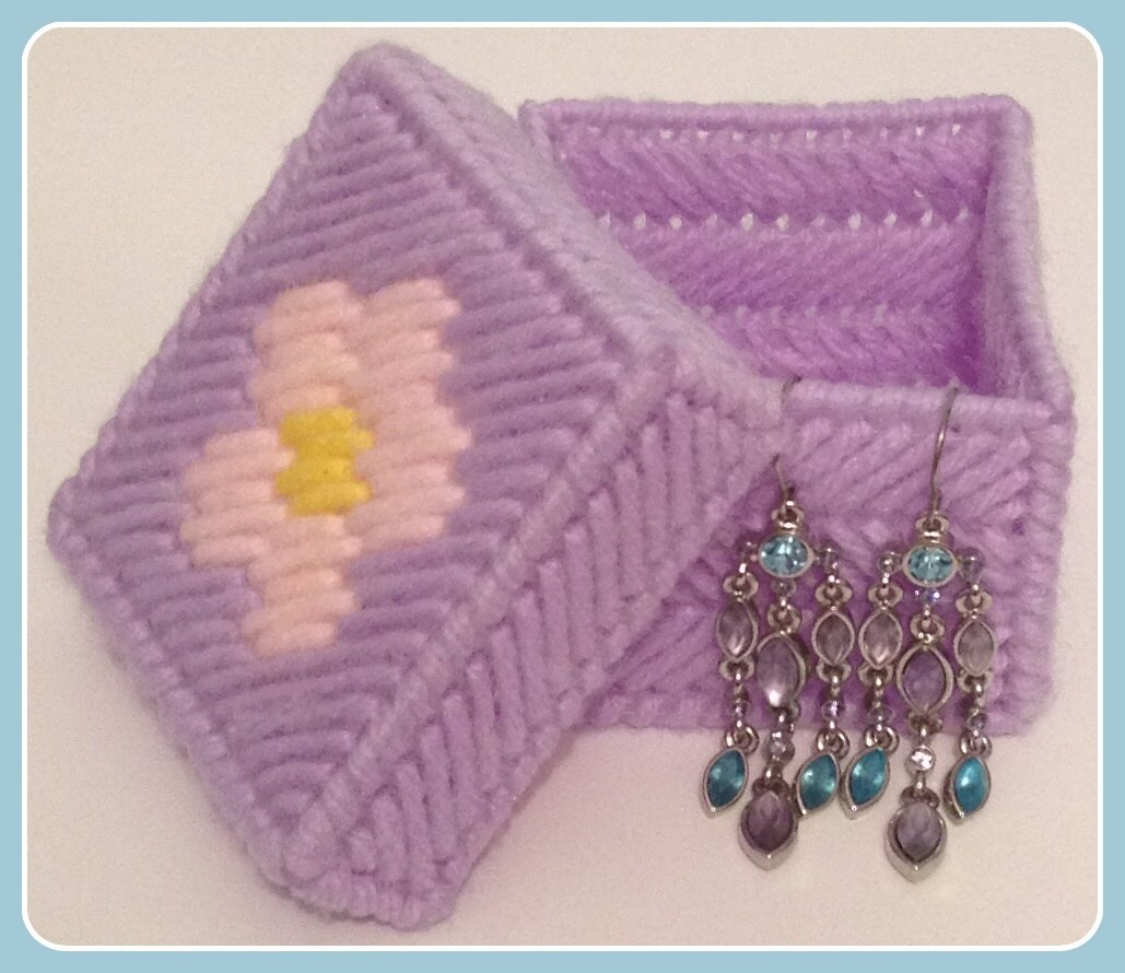 Flower Trinket Box in Plastic Canvas PATTERN ONLY