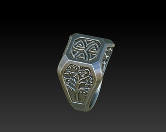 Tree of life mens wedding ring