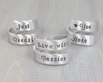 Personalized Jewelry - Hand Stamped Custom Ring - Personalized Wrap Ring - Hand Stamped Jewelry