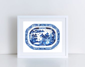 Blue and White Ginger Jar Painting 12 Chinoiserie Art Blue Willow Painting Blue and White China Chinoiserie Chic Asian Wall Decor Canvas Art