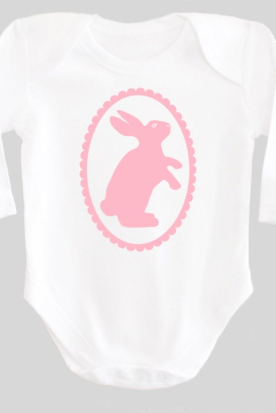 Easter Bunny Shirt Pink Bunny Rabbit Shirt Baby by BubbleGumDish