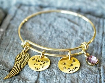 Pet Memorial Bracelet - Loss of Pet Bracelet - Angel Bracelet - Always in my Heart - Dog Bracelet - Cat Bracelet - Pet Death Bracelet