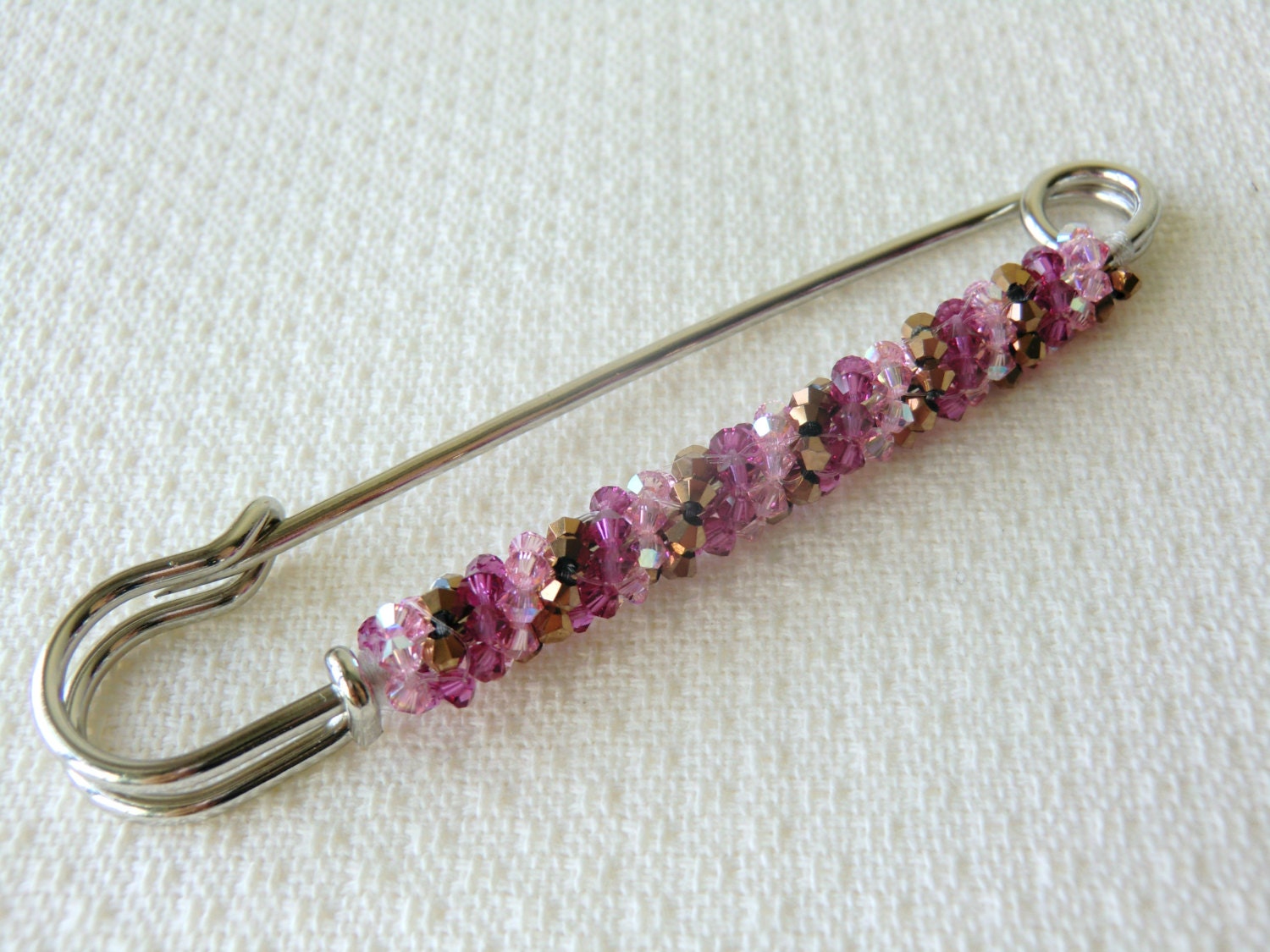 Large Decorative Safety Pin Brooch Made By By Charlottejewelrybox