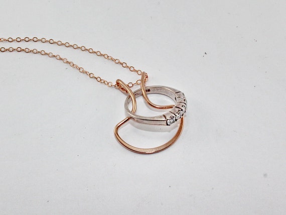  Ring  Holder  Necklace  Rose Gold  Engagement  And Wedding  Ring 