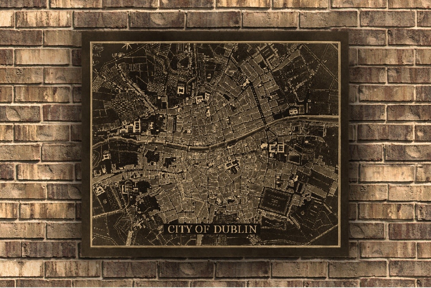 Old Map Of Dublin Large Wall Map 4 finish options print