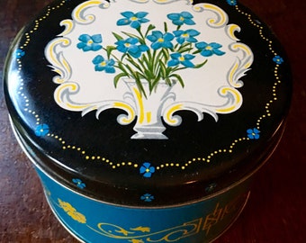 Candy Tin, Blue Forget-Me-Nots, Cherrydale Candy ca. 1950s