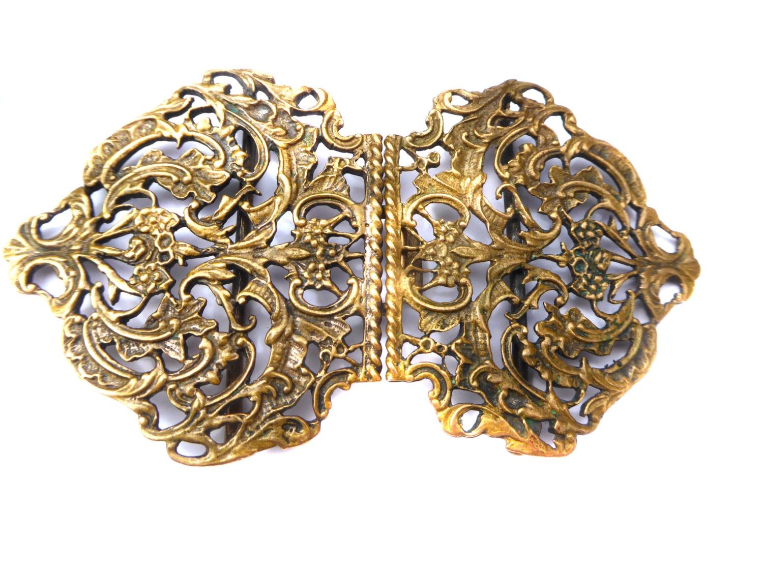 Vintage Gilt Metal Belt Buckle Made in England by BiminiCricket