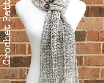 CROCHET SCARF PATTERN Crochet Cowl Button Scarf Neckwarmer Pattern Instant Download English Only - Hartford Buttoned Scarf
