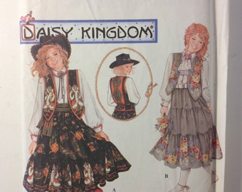 Girls Skirt, Sash, Blouse and lined Vest Simplicity Vintage Sewing Pattern 8789 90s Size 6-14 Uncut