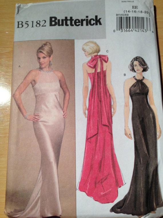 Butterick 5182 Sewing Pattern Misses Wedding Evening Gown Prom Dress Uncut Size 14-20