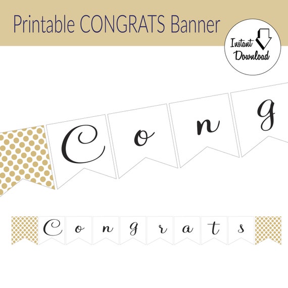 Congrats Banner Printable Graduation by PinkPoppyPartyShoppe