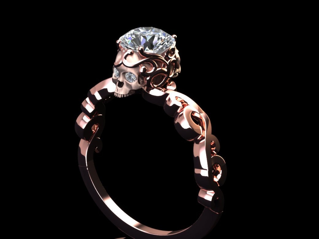 Diamond lace skull ring