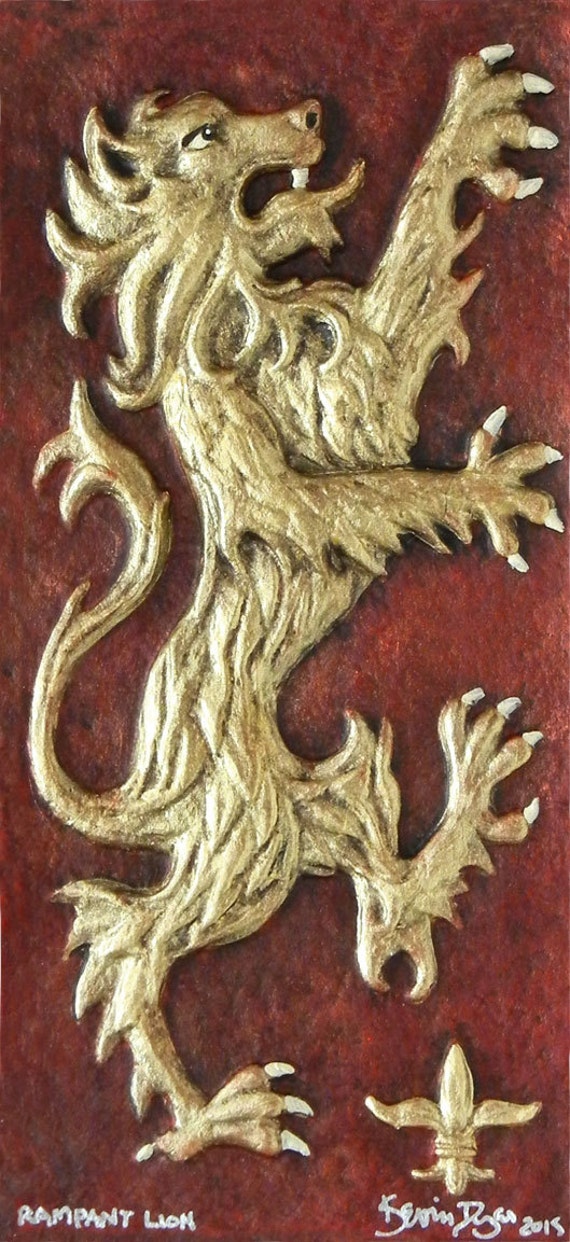 Rampant Lion Cast Paper Celtic art Emblem of Scotland