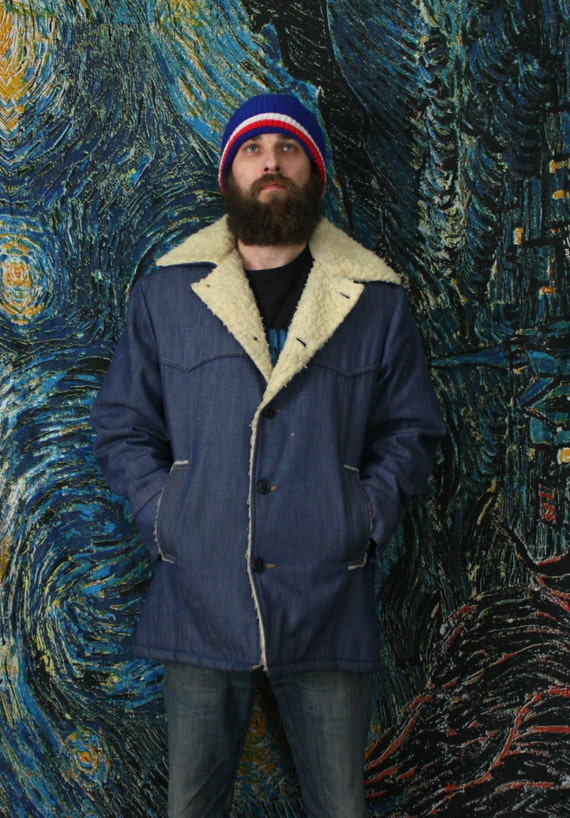 Vintage Sherpa Lined Denim Jacket. Super Radical Lined 80s