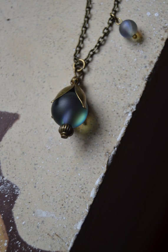 Dark woodland necklace dark crystal necklace antique brass