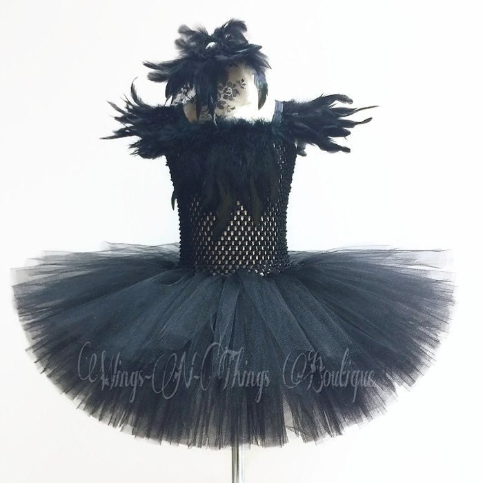 BLACK SWAN COSTUME 2pc Set Tutu Dress Crow Raven