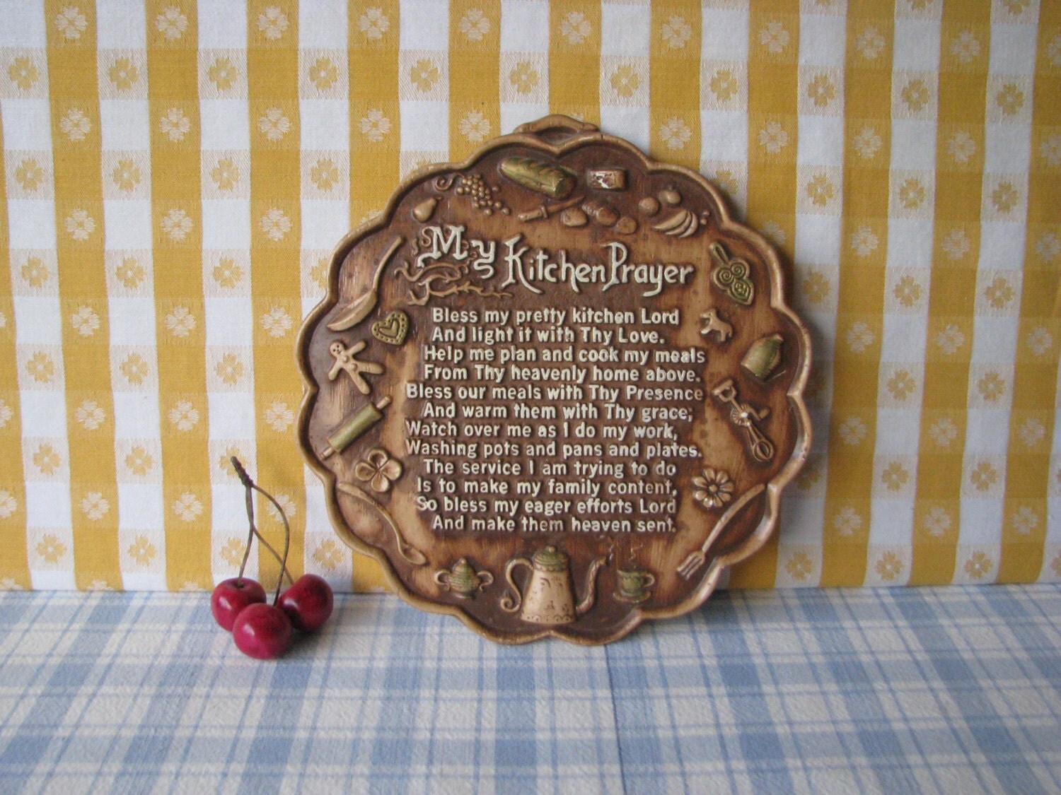 My Kitchen Prayer Chalkware Plaque Wall Hanging Vintage