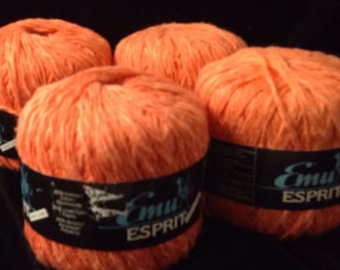 4 Skeins Emu Esprit Hand Dyed Yarn Mixed Cotton Linen Yarn Color 7656 Orange/Cantaloupe From Spain