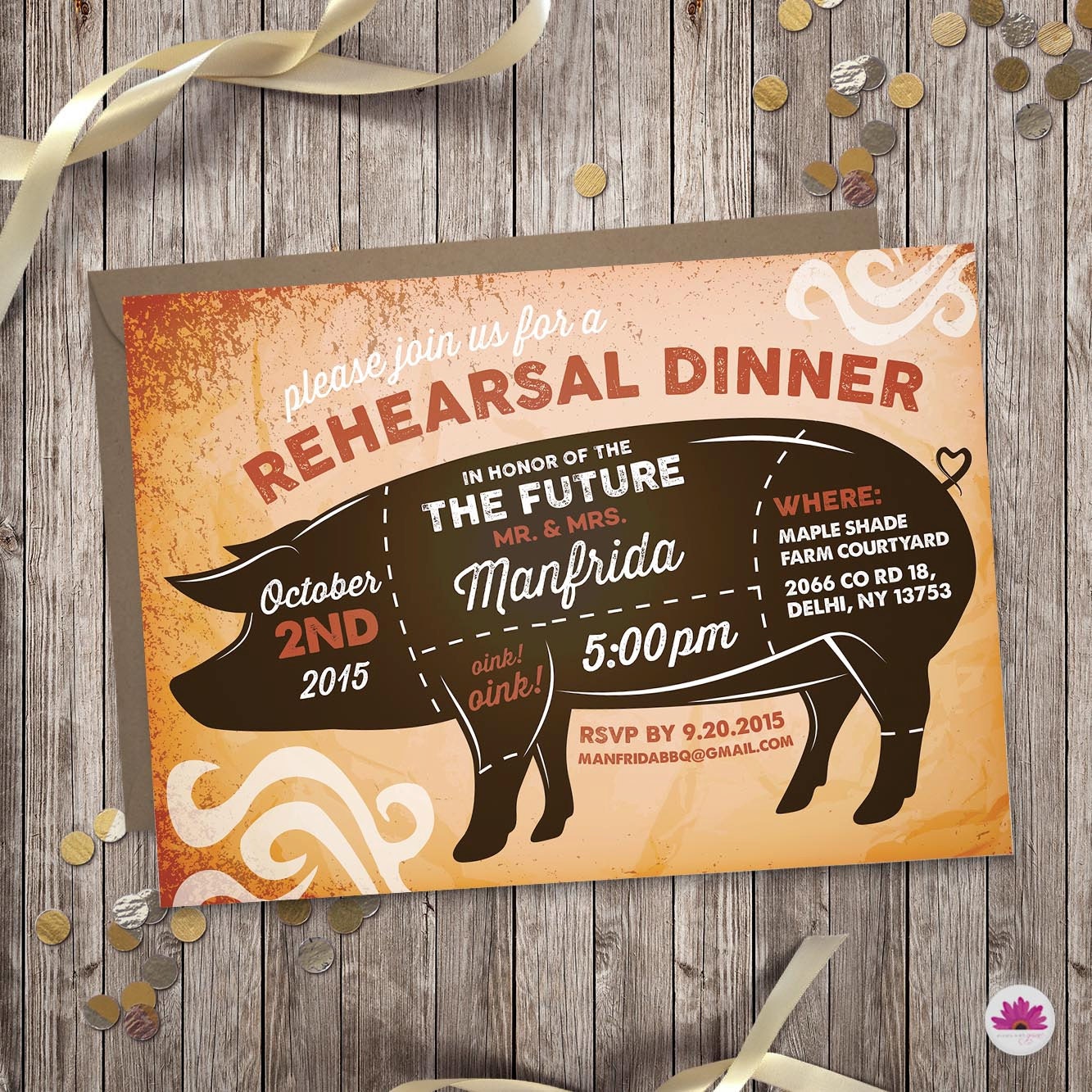 Rehearsal Dinner Invitation Pig Roast Digital file