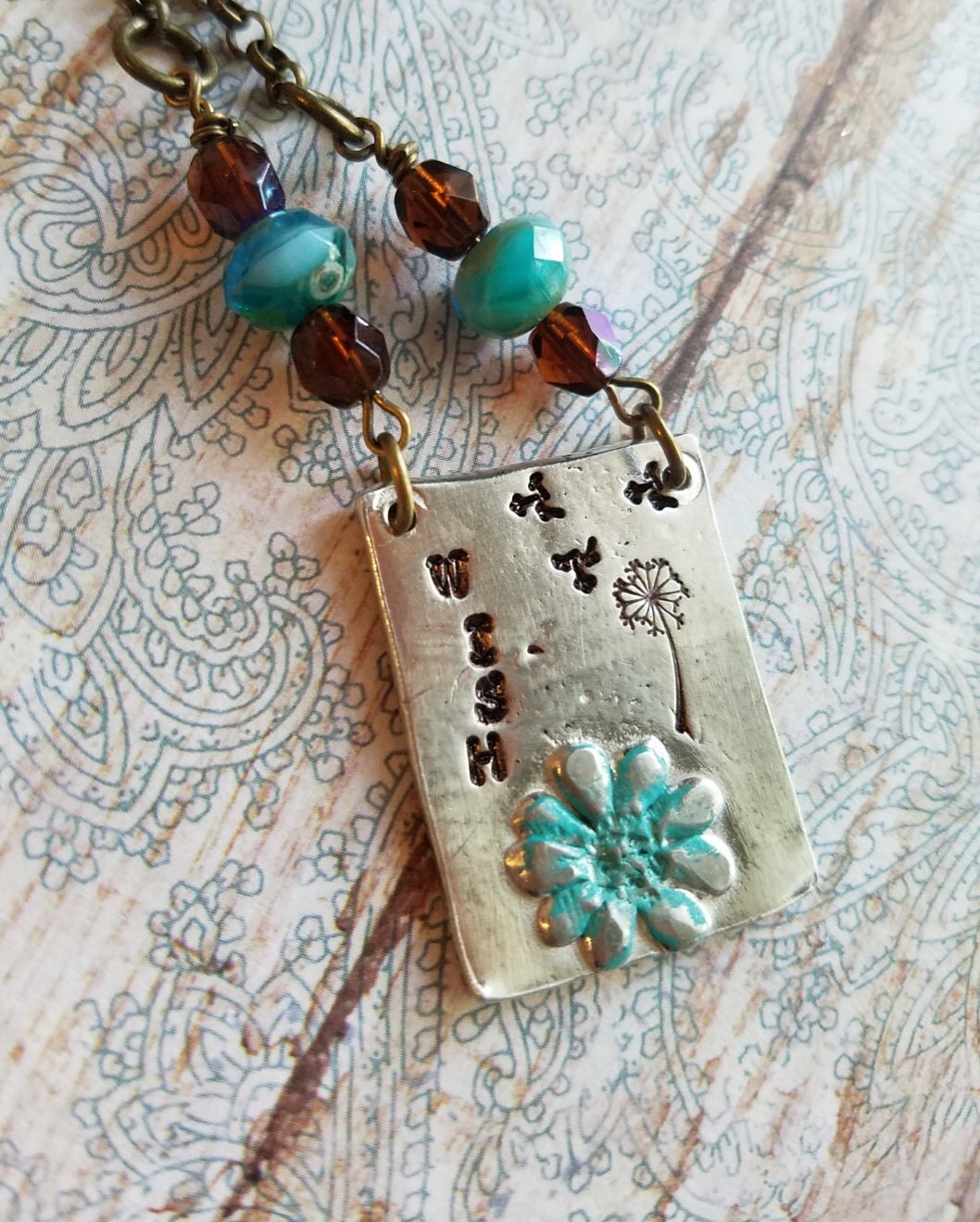 Dainty WISH Necklace Hand Stamped/ Hand Made/ Custom/