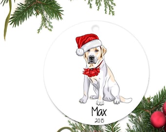 Yellow Lab Ornament, Personalized Christmas Ornament, Labrador Retriever Gift, Custom Dog Ornament, Ceramic Ornament, Pet Ornament