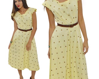 Vintage 50s Sue Mason Jr. by Saba of California Polka Dot Full Skirt House Day Dress