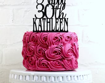 Happy 30th Birthday Cake Topper Personalized with Name and Age