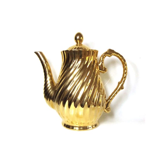 St Kilda Australia Gilt Gold Coffee Pot with Lid Fantastic